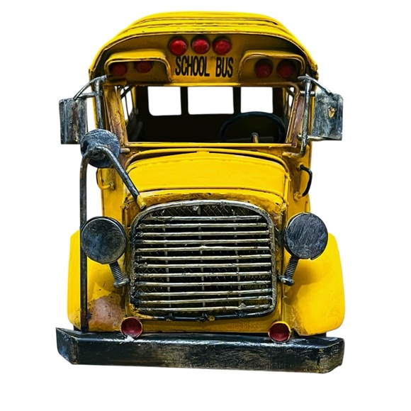 School Bus Vintage-Style DecorativeYellow Metal/Model Worn/Finish - Picture 4 of 12
